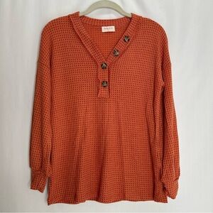Hailey and co waffle knit top size XSmall orange long sleeve